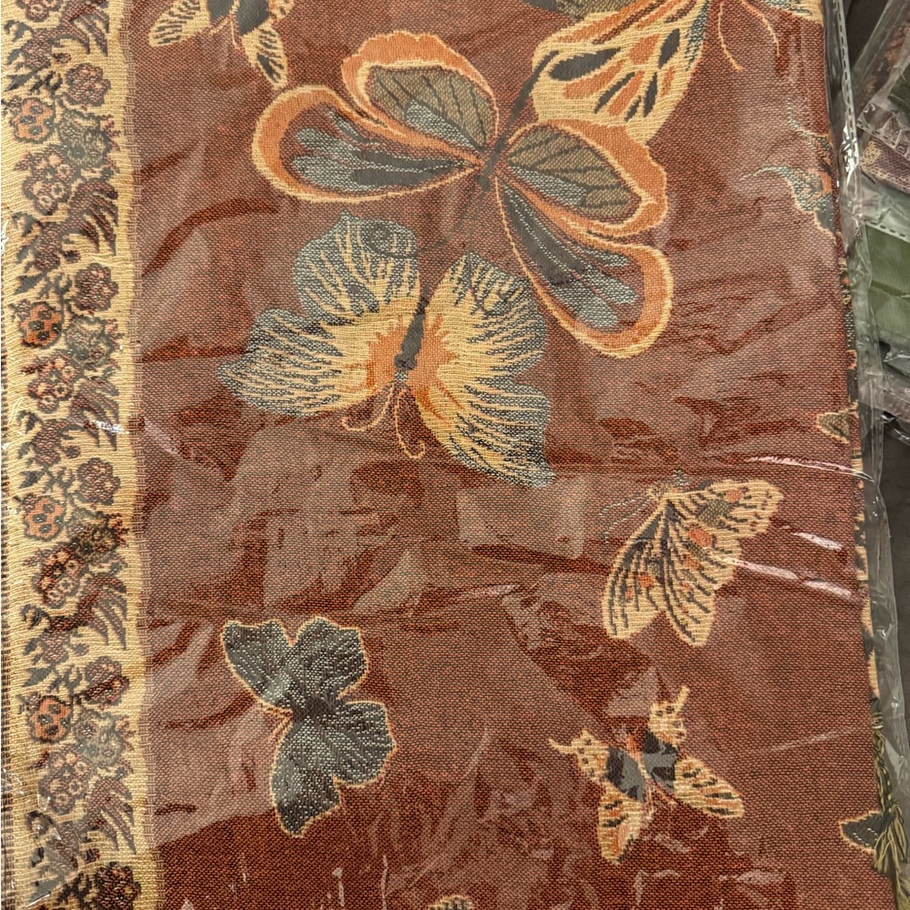 Floral Butterfly Scarf - Brown and Orange